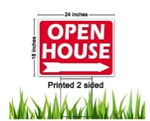 Open House Yard Signs With Wire stakes